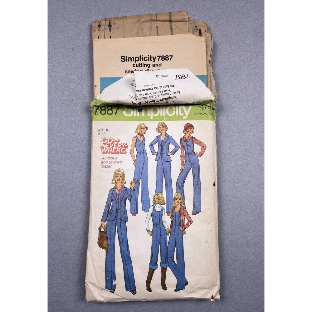 Vintage 1977 Simplicity 7887 Sewing Pattern Jumpsuit Blazer Set Size 10 Miss - Picture 4 of 4